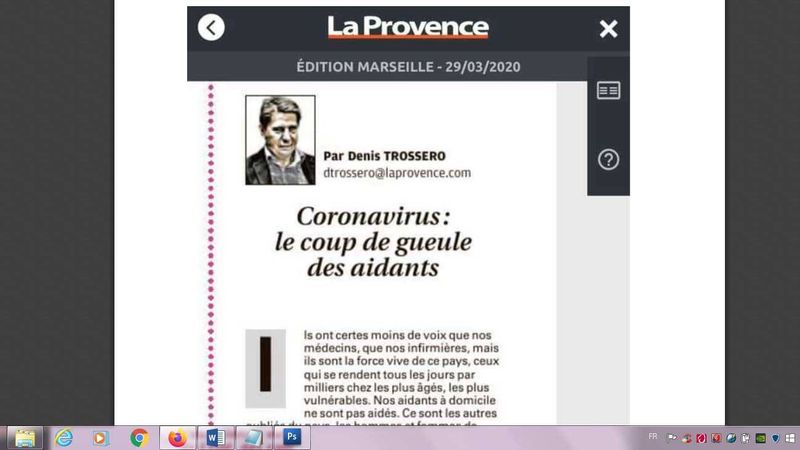 CORONAVIRUS : Le coup de gueule des aidants - Patrick AGATI témoigne dans le journal La Provence